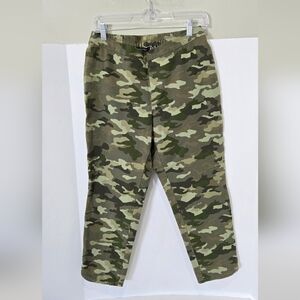 Isaac Mizrahi Live! Green Camo Stretch Pull On Ankle Pants